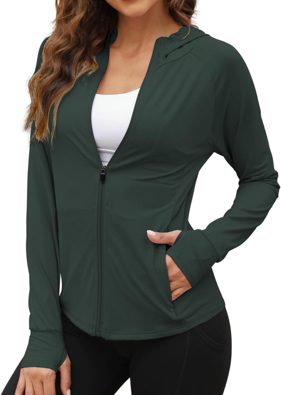 Women UPF 50+ Sun Protection Jacket Hoodie Sun Shirts Hiking Running Athletic Shirt