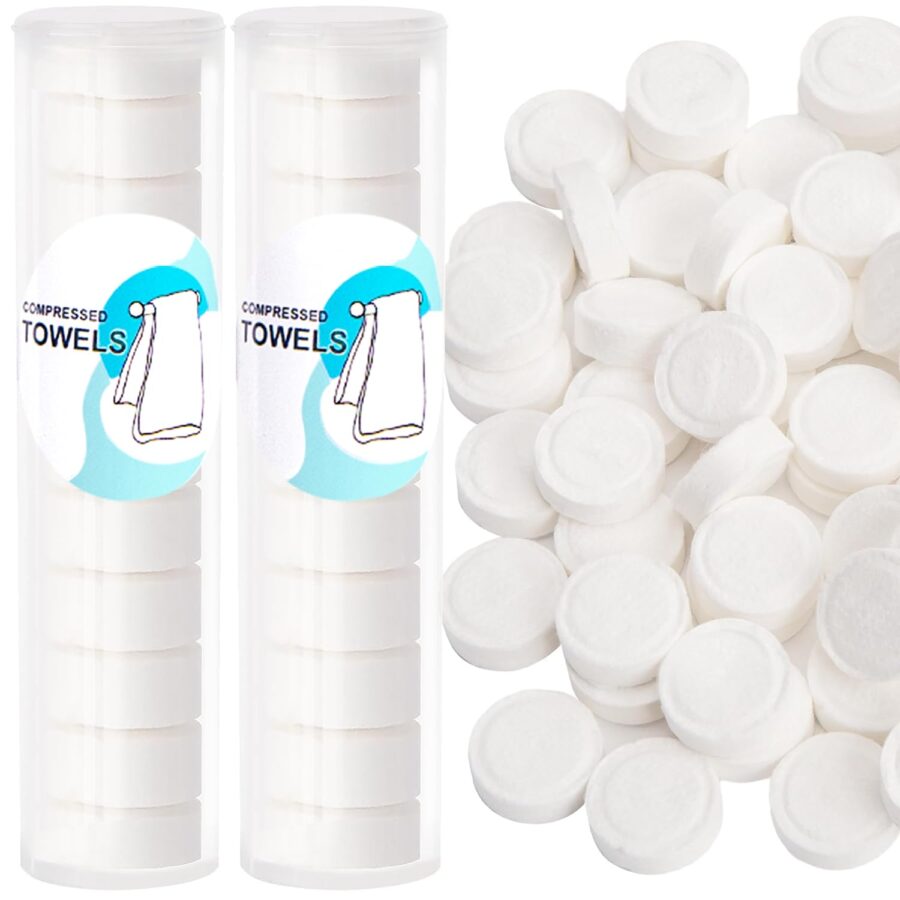 100 PCS Compressed Towels Pack with 2 Carrying Cases, Portable for Home Tl Camping Outdoors and Beauty Salon (100PCS + 2 Carrying Cases)