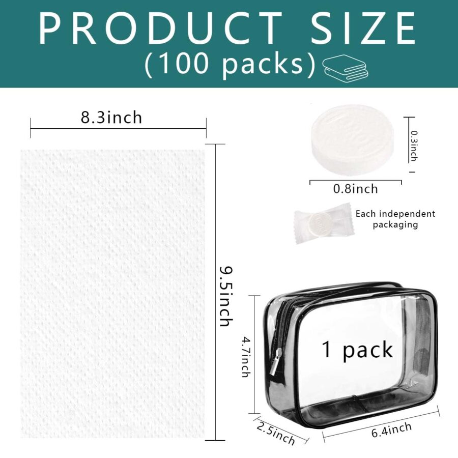 100 PCS Compressed Towels Disposable Portable Mini Coin Tissue Hand Wipe Camping Face Towel Tablets with Waterproof Clear Plastic Storage Bag for Tl Camping Hiking Home Beauty - Image 2