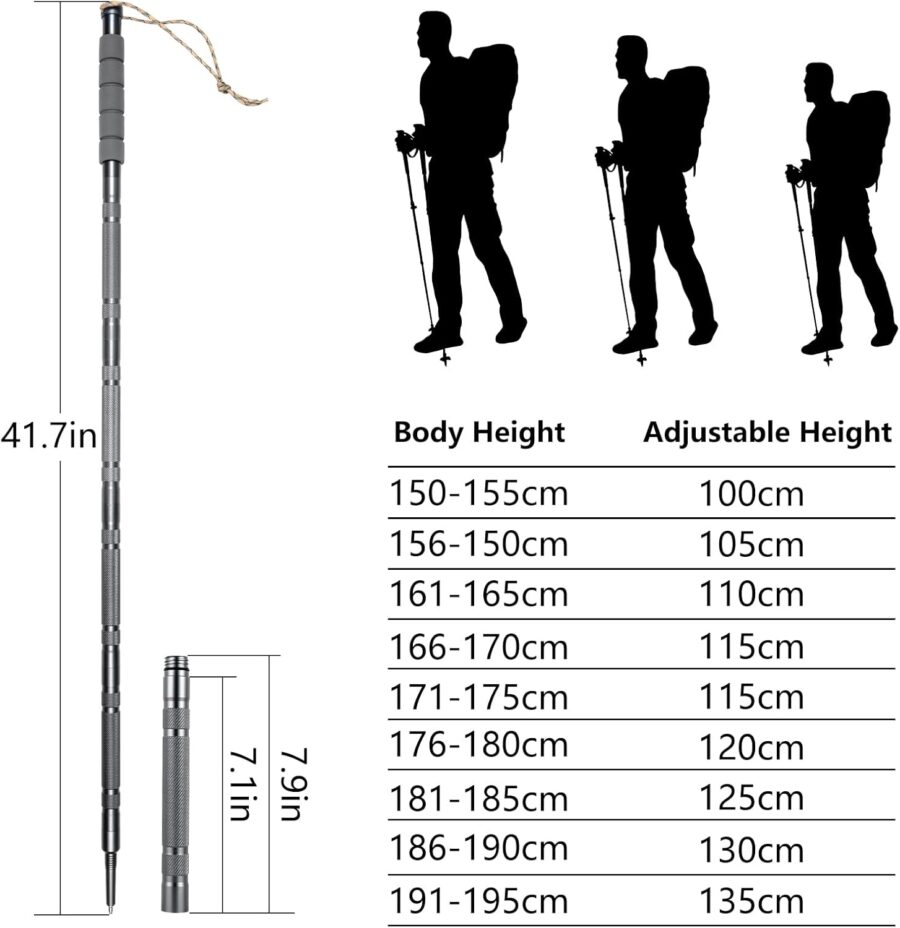 Hiking Pole Detachable Lightweight for Hiking Stick Walking Pole for Man Women - Image 2
