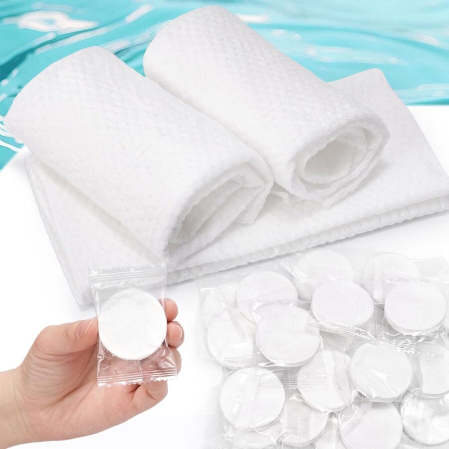Compressed Towels, 42PCS Disposable Face Towels for Tl Portable Washcloths Expandable Wipes Tablets Survival Gear Kit for Camping, Hiking, Outdoor Activities, Beauty Salon
