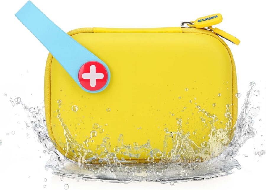 Mini First Aid Kit, 113 Pc. Water-Resistant Hard Toddler Kids Small Cute Case for Car, Home - TSA-Approved Tl Size