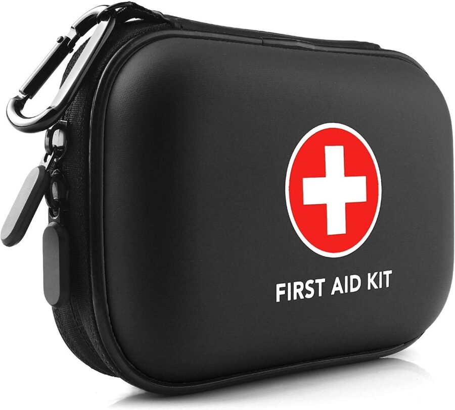 Mini First Aid Kit, 100 Pieces Water-Resistant Hard Shell Small Case - Perfect for Tl, Outdoor, Home, Office, Camping, Hiking, Car (Black)