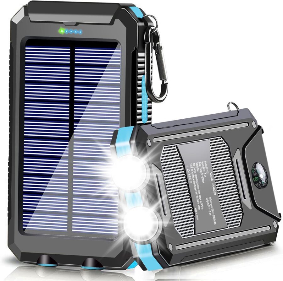 Solar Charger Power Bank, 39800mAh Portable Charger Fast Charger USB C Port Built-in Led Flashlight and Compass for All Cell Phone and Electronic Devices
