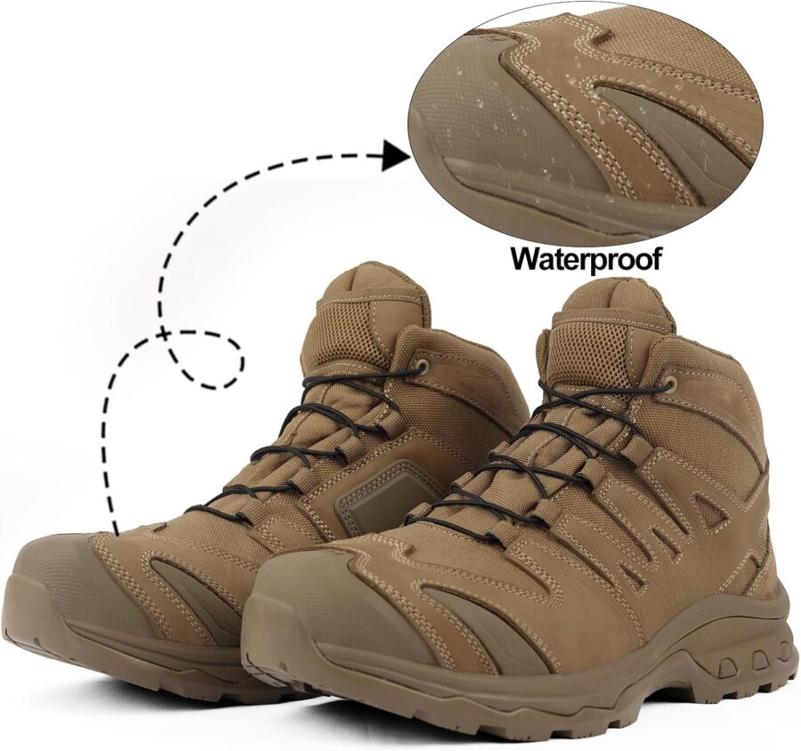 Waterproof Hiking Boots for Men Mid Trekking Shoes Lightweight Backpacking Shoes Mountaineering Outdoor Leather Boots - Image 2