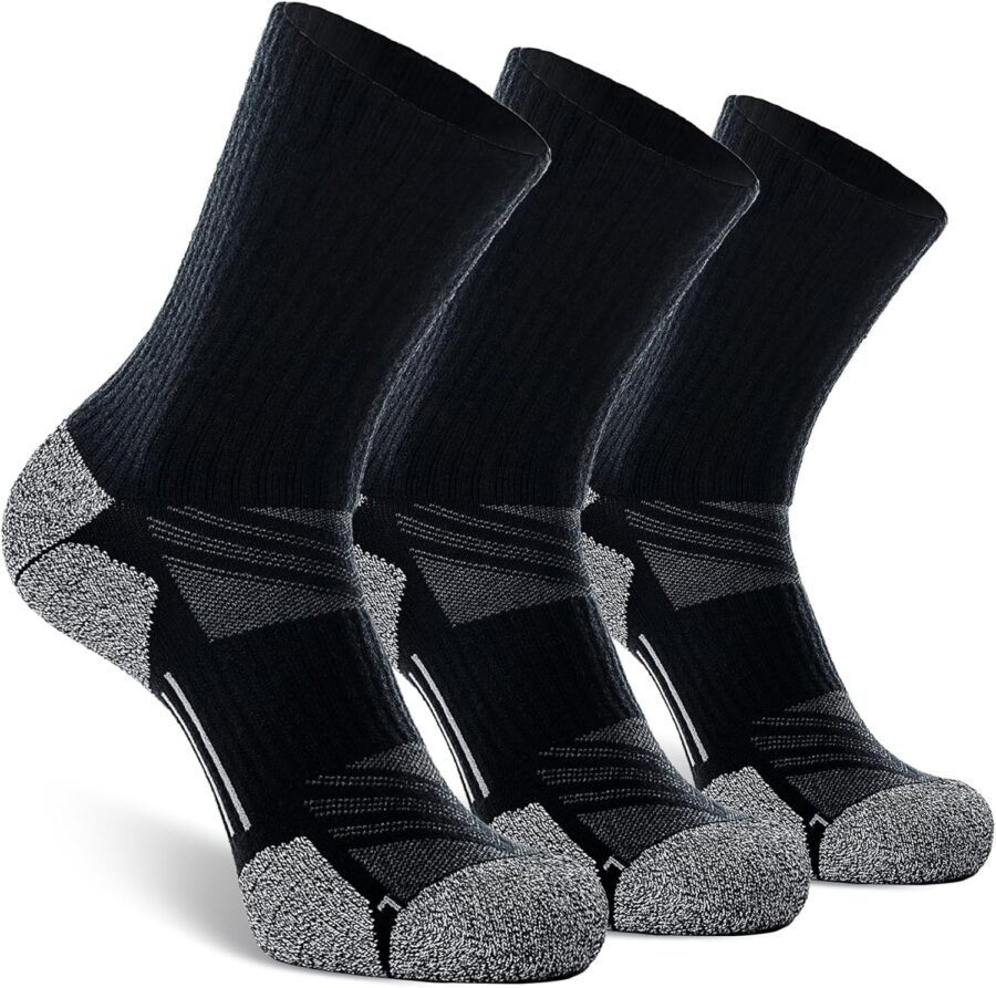 Crew Hiking Socks, Cushion, Moisture Wicking, Arch Compression Boot Socks