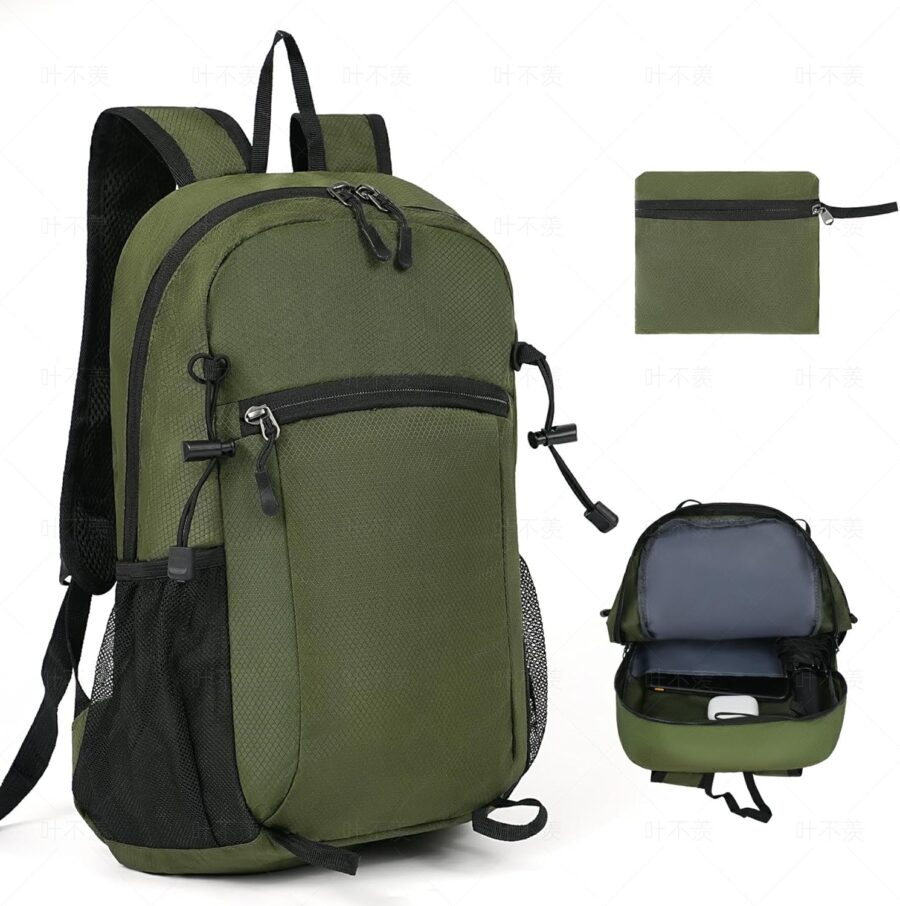 Waterproof Hiking Backpack, Small Lightweight Foldable Backpack, Comfortable Breathable Outdoor backpack with 6 Compartments for Travel, Camping, Vacation(Army Green)