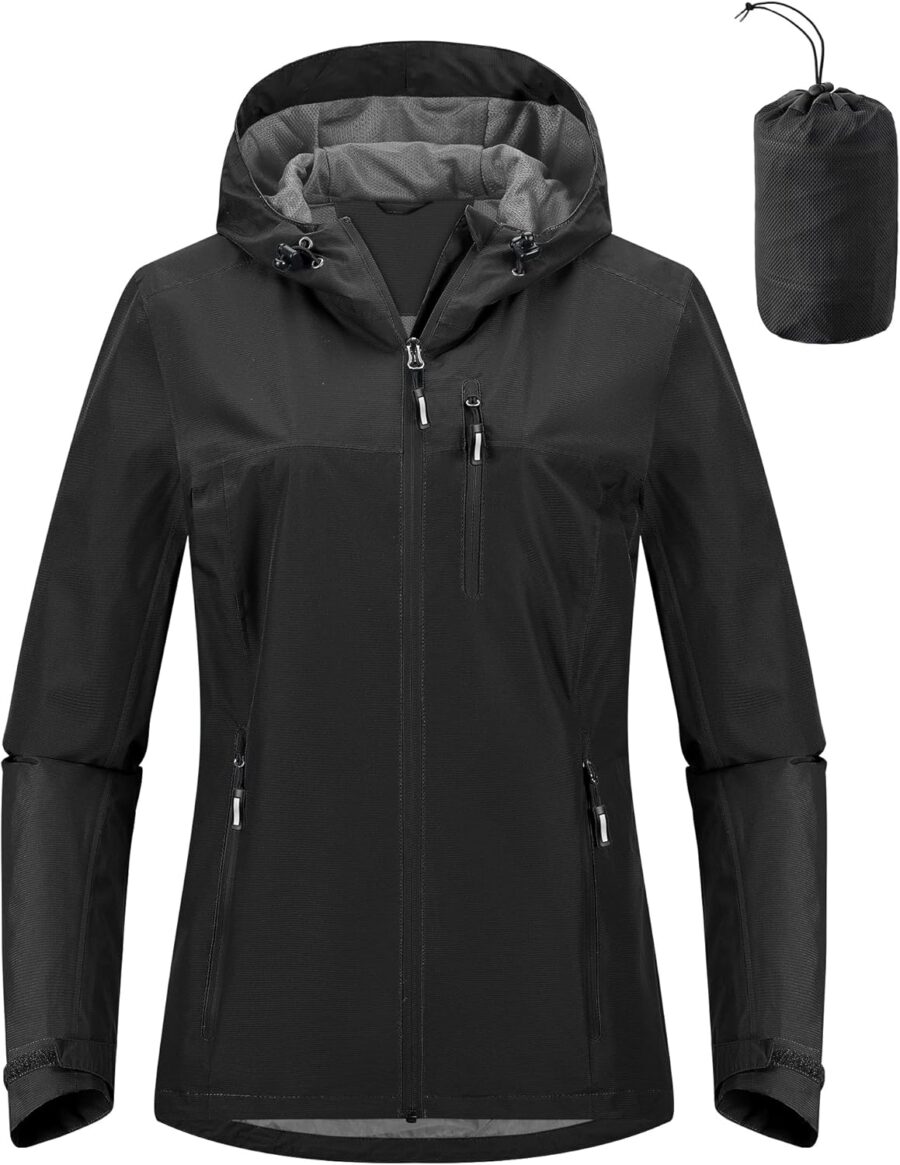 Packable Rain Jacket Women Lightweight Waterproof Raincoat with Hood Cycling Bike Jacket