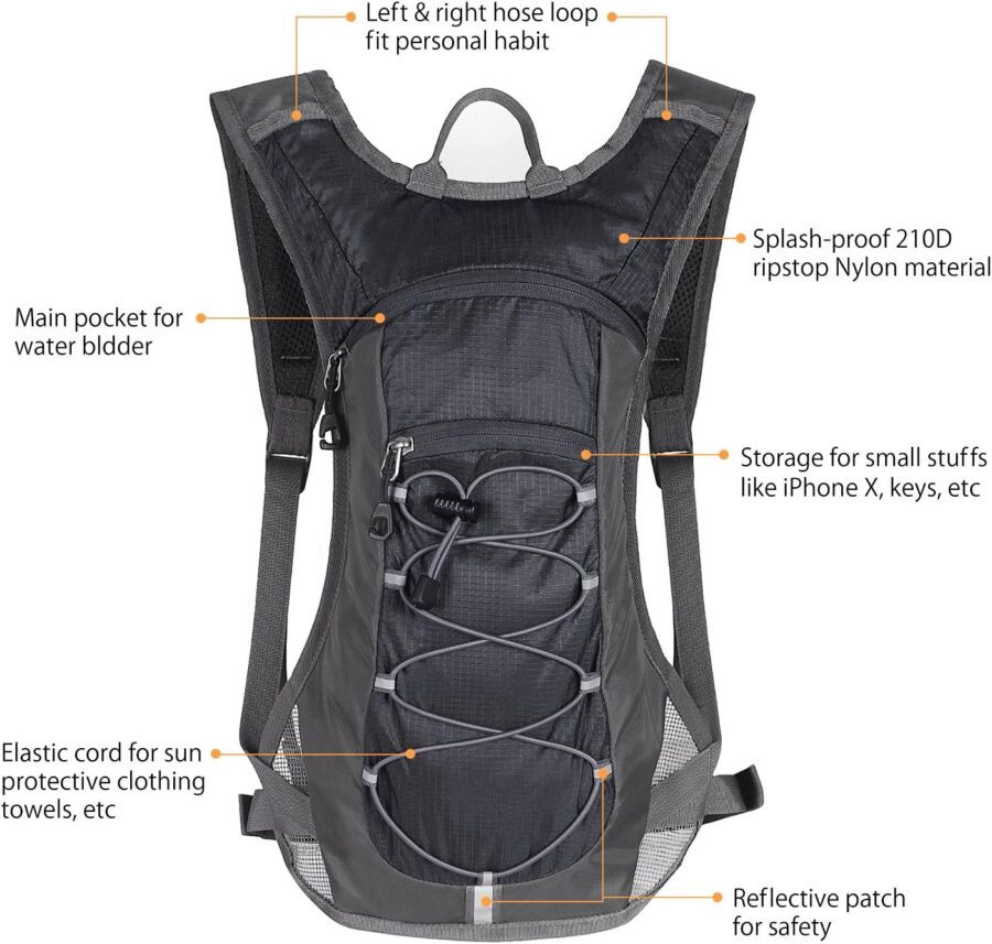 Hydration Pack Backpack with 70 oz 2L Water Bladder for Running, Hiking, Cycling, Climbing, Camping, Biking - Image 2