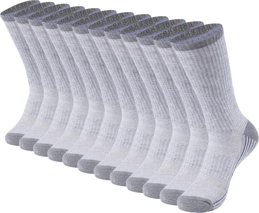 Viscose Bamboo Socks, Unisex Cushioned Comfortable Crew Workout Hiking Socks 6 Pairs